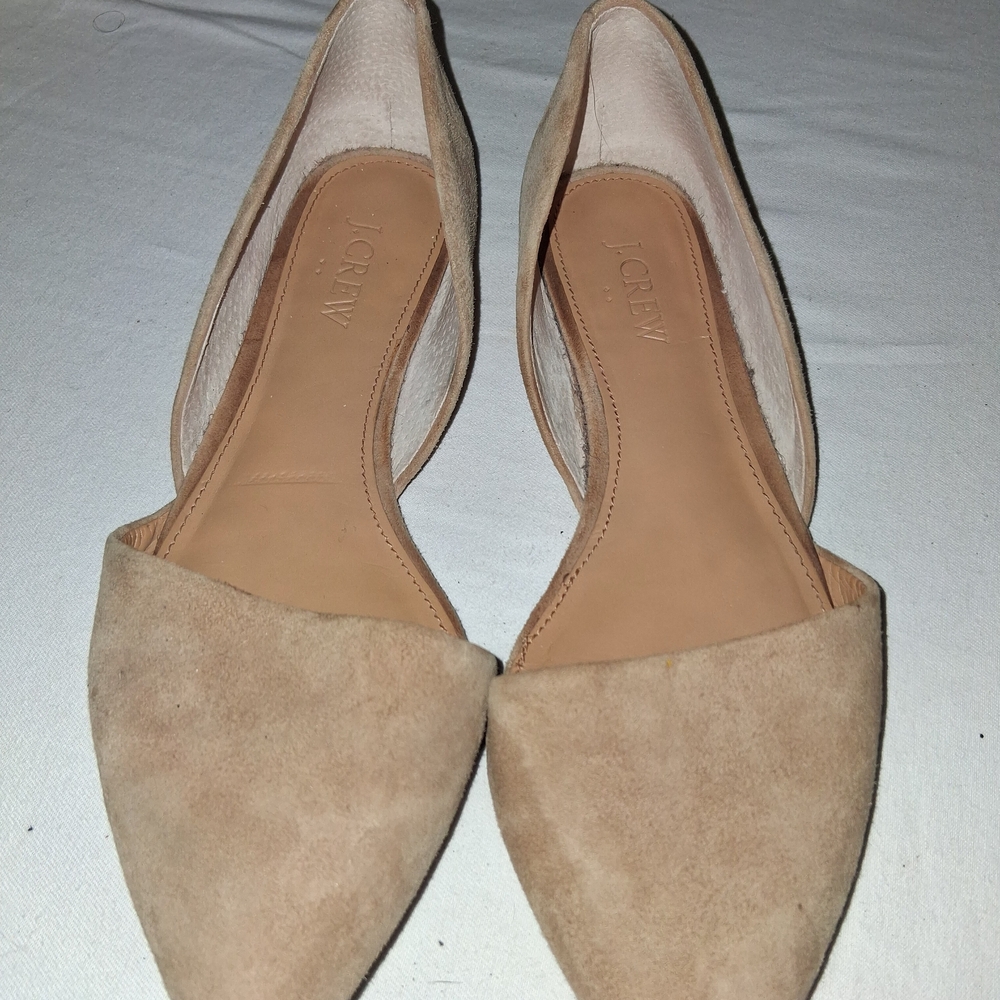 J. Crew Beige Suede Pointed-Toe D'Orsay Flats